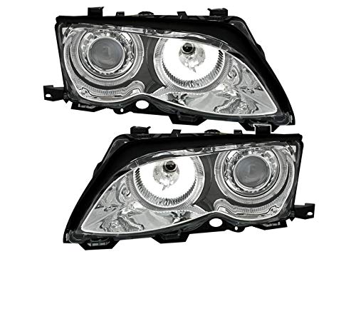 V-MAXZONE VP571 Set CCFL Angel Eyes Faros de Cristal Transparente Cromo RHT