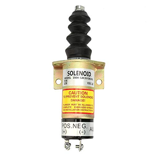 Válvula solenoide de 12V, solenoide de apagado del motor, carcasa de acero Kit de reemplazo del solenoide de parada de apagado del motor 1504-12C2U1B1S1