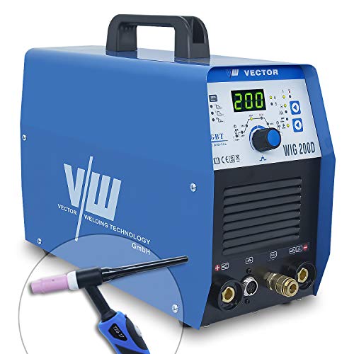 Vector WIG 200D Kombi Inverter Soldadora DC WIG TIG con 200 amperios de acero/acero inoxidable soldadura, HF-ignición IGBT electrodos soldadora MMA E-mano Inverter Welder