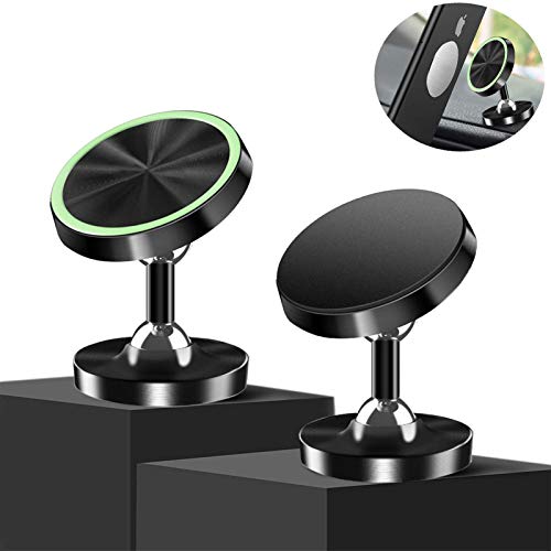 Viedouce 2 Pack Soporte Móvil Coche Magnético Universal,Soporte para Teléfono,Iman Móvil Coche 720° Rotación Apoyo Pegar a Cualquier Superficie Limpiado para iPhone Samsung Xiaomi,Huawei (Stlye-07)