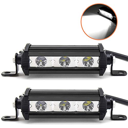 Willpower 4 pulgadas 15W barra de luz LED de una sola fila de bajo perfil ultra delgada delgada mini foco de luz con soporte de montaje para SUV ATV barco camión - 2 piezas