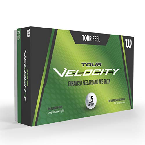 Wilson Golf Tour Velocity Feel, 15 Bolas, Blanco, Compresión 70, Ionómero, Para Sensación de Golpeo Agradable, WGWR75000