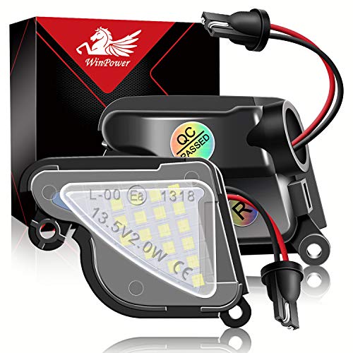 WinPower LED debajo de la luz del charco del espejo lateral para Sk-oda Superb 2 2008-2020 Octavia 3 5E 1Z 2004-2020 sin errores 6000K blanco, 2 piezas