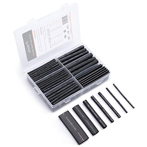 Wirefy Kit de 180 tubos termorretráctiles – 3:1 Dual Wall Tube – Revestimiento adhesivo – Tubo termorretráctil – color negro
