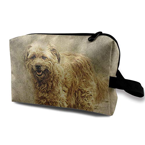 with Wristlet Cosmetic Bags Fluffy Dog Art Pattern Travel Portable Makeup Bag Zipper Wallet Hangbag