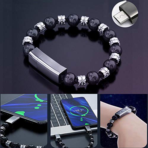 WLWLEO Pulsera de Cable de Carga Pulsera de joyería de Pareja Creativa 3.0 Carga rápida Soporte de transmisión de Datos, Regalos para cumpleaños Navidad Año Nuevo San Valentín,For Android,23CM