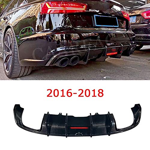 wowowa Difusor Trasero de Fibra de Carbono Spoiler de Labios Estilo K Protector de Placa Antideslizante para Audi A6 Sline S6 C7 C7.5 2013-2018 (no para A6 Base)