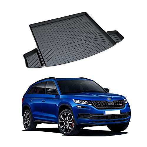 YEE Pin - Alfombrilla para Maletero Skoda Kodiaq RS 2016-2019,Material TPO, Alfombrilla Protectora para el Transporte Seguro de Equipaje, Antideslizantes(Solo para 5 plazas)