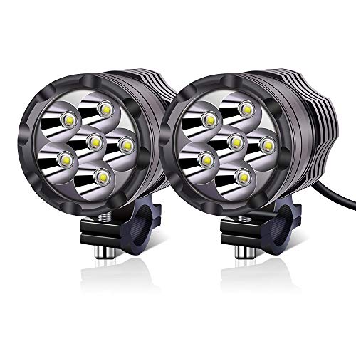 YnGia Faros antiniebla LED para Motocicleta de 12 V y 24 V, 2 Luces LED auxiliares de conducción Blancas para Motocicleta, Luces DRL universales para Motocicleta, ATV, SUV, camión, Coche, Barco