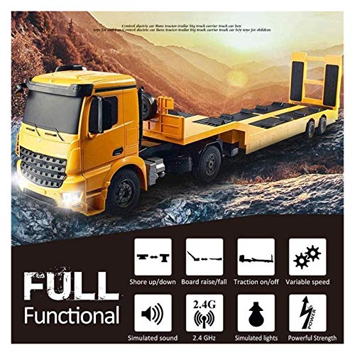 YYQIANG Camión desmontable piso semirremolque control remoto de control remoto coche remoto coche rc ingeniería tráiler camión niños juguete niños excavadora carretilla elevadora bulldozer luces de so