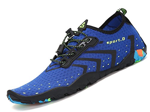 Zapatos de Agua para Buceo Snorkel Surf Piscina Playa Vela Mar Río Aqua Cycling Deportes Acuáticos Calzado de Natación Escarpines para Hombre Mujer Azul, 39 EU