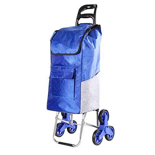 ZTMN Carrito de la Compra Subir escaleras Semirremolque Carretilla elevadora Vagón para Ancianos (Color de carrocería: Azul-A)