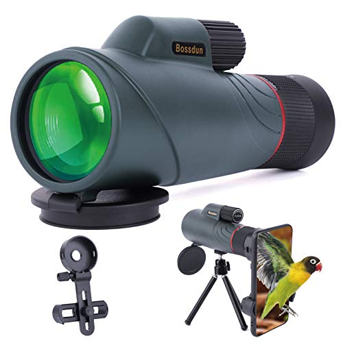 10-20x50 Monocular para Adultos, HD Monocular Telescopio Resistente Al Agua con Soporte para Teléfono Inteligente para Observación de Aves, Excursiones, Senderismo, Caza, Acampada, Viajes