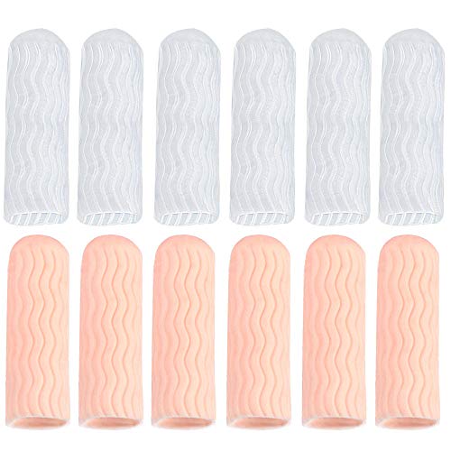 12 Piezas Mangas de gel para Dedos, Tapa de Silicona para Dedos, Protector Dedos Mano, Ideal para Gatillo de Dedo, Agrietamiento de Dedos, Artritis de Dedos y Más