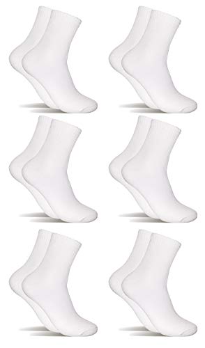 6 Pares Calcetines de tenis corte medio (Blanco, 35-40)