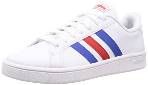 Adidas Grand Court Base, Zapatos de Tenis Hombre, FTWR White/Blue/Active Red, 41 1/3 EU