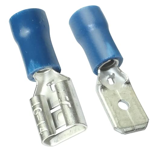 AERZETIX: 200x Terminales eléctricos planos macho hembra 6.3mm 0.8mm 1.5-2.5mm² aislado azul C11499C11518