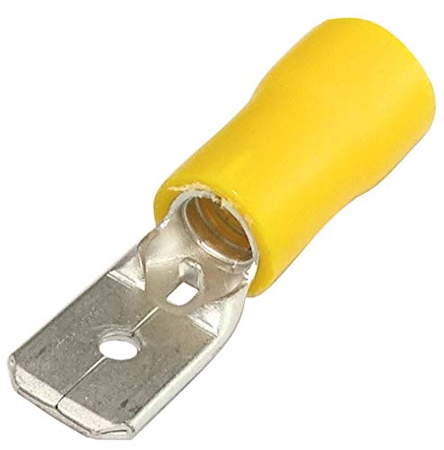 AERZETIX - Juego de 100 - Terminales eléctricos planos - Macho - Aislado - en cobre - 6.3x0.8mm - 4x6mm² - Amarillo - para crimpar - C43870