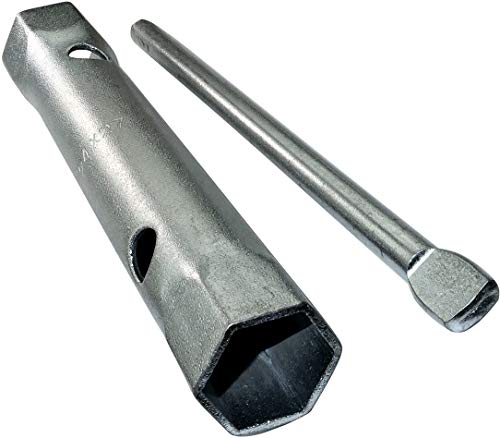 AERZETIX - Llave de tubo recto 24x27mm 6 lados con Husillo Rígido/Torniquete de sujeción extraíble - Monobloque - Llave tubular Descorchado de Doble Extremo - Grifería - en acero CR-V - C45635