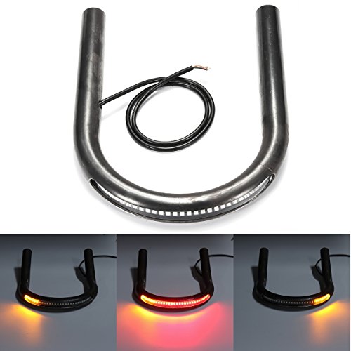 Alamor Cafe Racer Frame Hoop Tracker End Flat Seat Loop con LED Turn Brake Light