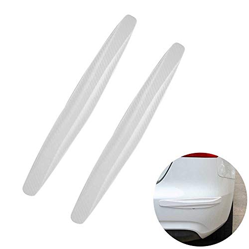 ALLOMN Protector parachoques del coche Guardián de la esquina Tiras anti-arañazos de goma Sticker Auto Body Protector Pack de 2 (Blanco)