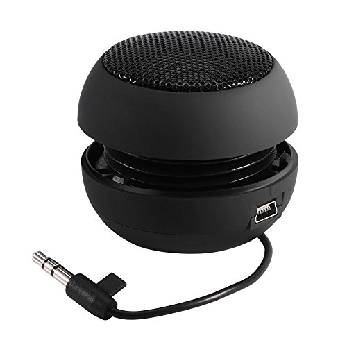 Altavoz portátil, mini altavoz ligero de viaje fuerte bajo con conector de audio de 3,5 mm incorporado 180 mAh batería recargable para iPod, teléfono móvil, MP3, MP4, PC, etc. (negro)