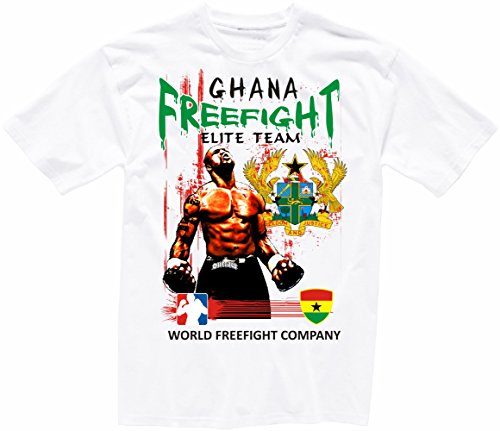 aprom Shirtzshop - Camiseta de Manga Corta, diseño con Texto en inglés Ghana FREEFIGHT Blanco XL