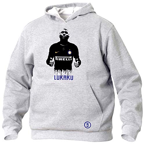 Art T-shirt, Sudadera con Capucha Rumelu Lukaku Inter para Hombre Gris M