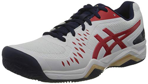 Asics Gel-Challenger 12 Clay, Walking Shoe Unisex Adulto, White/Classic Red, 32/32.5 EU