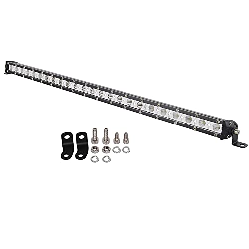 AUXTINGS 25 pulgadas 120W Barra de haz de luz de inundación LED ultra delgada de una fila de con montaje todoterreno Ranger ATV UTV SUV,12V 24V CC