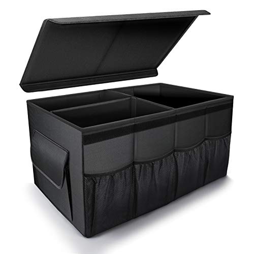 besrey Organizador Maletero Coche Caja Maletero Coche Bolsa Caja Maletero Coche con Tapa Gran Capacidad Plegable Caja de Almacenamiento Antideslizante para Coche