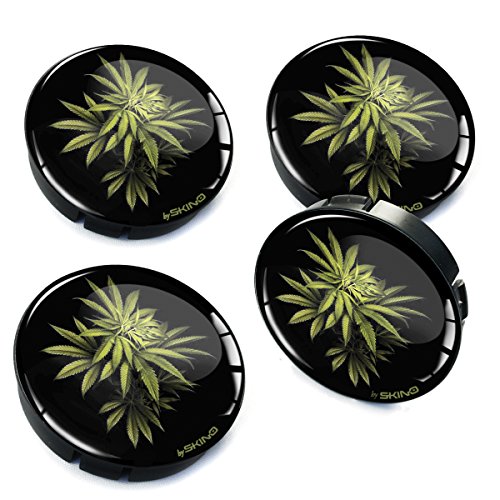 Biomar Labs® 4 x 60mm Tapas de Rueda de Centro Tapacubos para Coche Flores de Marihuana C 15