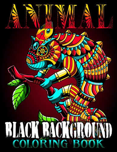 Black Background Coloring Book: Animal Coloring Book for Adults | Coloring Books for Adults Relaxation | Single Sided | Large Print