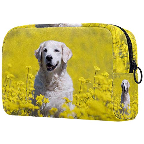 Bolsa de cosméticos Bolsa de Maquillaje para Mujer para Viajar Llevar cosméticos Cambiar Llaves, etc.,Perro Perdiguero de Oro