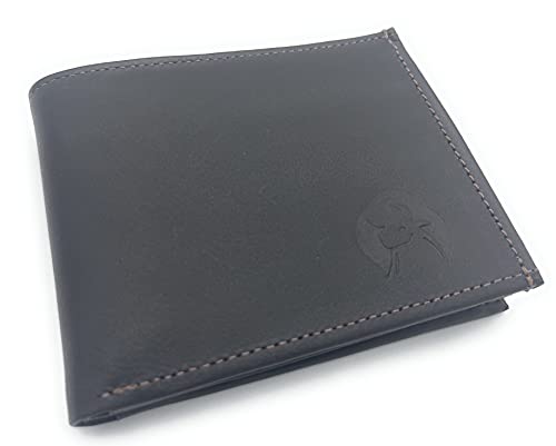 BOSSA NOVA® Monedero estrecho para hombre, 100 % piel auténtica hecha a mano, pequeño (marrón oscuro)