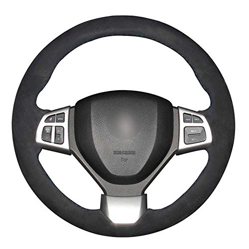 BUQDA Cubierta de Volante de Gamuza Cosida a Mano para Coche, para Suzuki Swift 2011-2017 Swift Sport 2011-2017 Vitara S 2015-2019