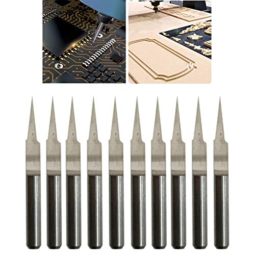 CESFONJER 10 pcs 10 ° 0,1mm Grabado de Carburo Conjunto de Brocas para Fresar Herramientas Rotativas Kit de Surtido para Maquinaria CNC Tablero de PCB Tallado Perforación Fresado Marcado Acero