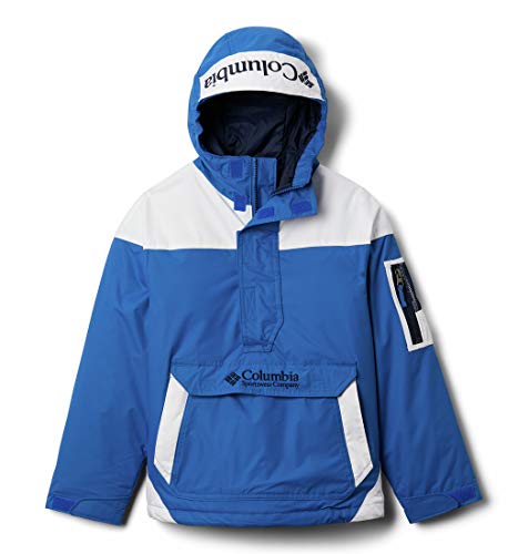 Columbia Challenger Pull Over Sudadera con Capucha, Unisex niños, Bright Indigo, White, Coll Navy, XS