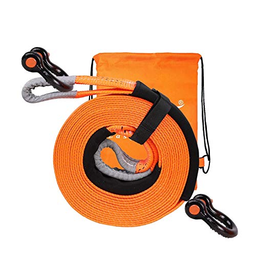 Correa de Cable de Remolque, Cable de Remolque de 5M / 16.4 Pies, Cable de Remolque de alta Resistencia 4x4, con 2 Ganchos de Cable de Remolque, Fuerza Máxima de Tracción 5T / 8T, Naranja