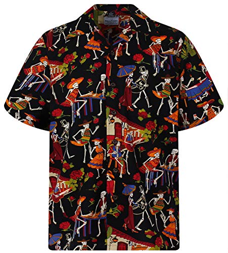 D.C. Original Camisa Hawaiana, Skeleton, negro L