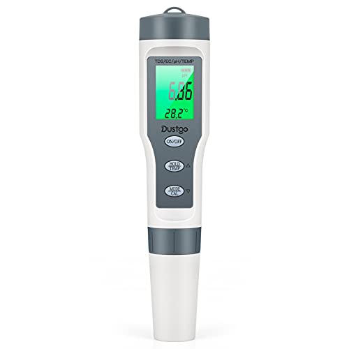 Dustgo 4 en 1 medidor ph portátil Digital medidor ph Piscina para probar pH/TDS/EC/Temperatura de Alta precisión, preciso y confiable, Adecuado para Agua Potable, hogar, Piscina, Acuario
