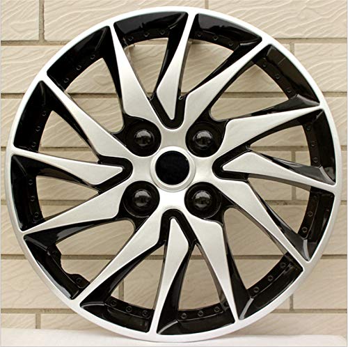 EET Set Tapacubos 15 Pulgadas, Bicolor Wheel Trims Ajuste Universal para La Mayoría De Los Vehículos, El Conjunto De 4,Silver Black