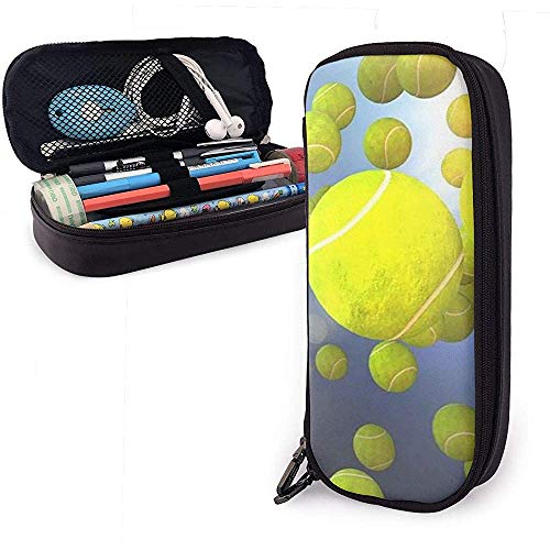 Estuche de lápices de cuero de la PU, titular de la pluma de lluvia de la pelota de tenis, bolsa de maquillaje cosmético, bolsa de lápiz organizador de papelería