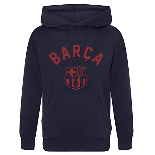 FC Barcelona - Sudadera oficial con capucha - Para niño - Con el escudo del club - Forro polar - 8-9 años