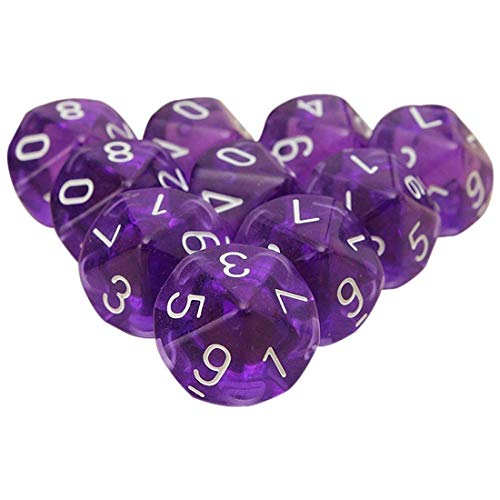 Febbya Dados Poliédricos,D10 Dados de Juego de Colores Dobles para DND MTG RPG Dungeons y Dragons Pathfinder Role Playing Dice púrpura