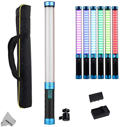 Fomito Nicefoto Bicolor de Mano RGB LED Stick de luz TC-288 3000K-9000K Barra de luz Magic Tube Light Flujo Luminoso 1400LM + Batería para fotografía Iluminación