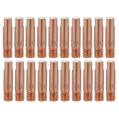 FTVOGUE 20Pcs Punta de contacto de cobre para 15AK MIG/MAG Antorcha de soldadura Consumibles 0.8/1.0mm(1.0mm)