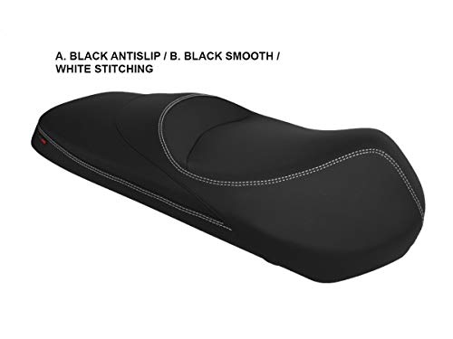 Funda de Asiento para SYM Citycom 300i '09-'18 Negro-Costura Blanca