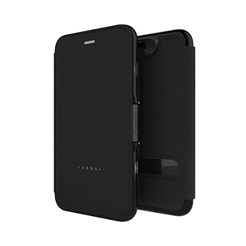 Gear4 Funda Tipo Folio Oxford con protección Avanzada contra Impactos [Protegida por D3O], función de Soporte, Ranuras para Tarjetas, Diseño Delgado y Resistente para iPhone 7/8 Plus - Negra