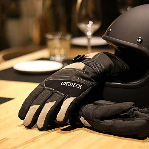 Guantes Hombre Invierno Cálido Impermeable Hombre Invierno Esquí Frío Motocicleta Bicicleta Plus Terciopelo Algodón Montar Guantes de   mujer Xcz-St200 Caqui (Hombre)